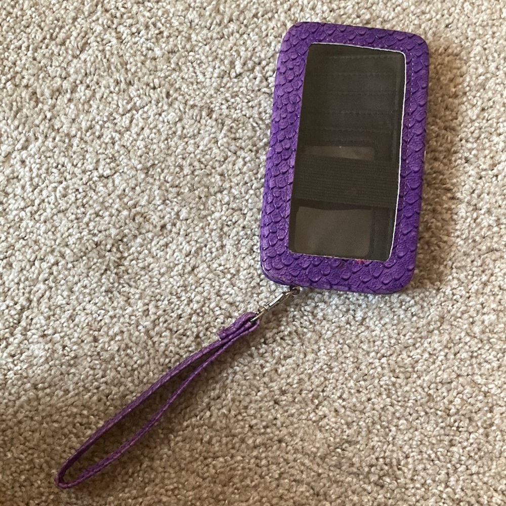 Purple alligator skin wristlet